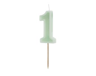 Pastel Green Number 1 candle, 1st birthday, 10th, 100th birthday candles, mint green cake candles wild one