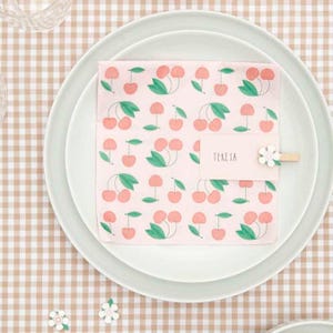 Cherry Party Napkins x 20, Cherry theme Party Tableware, Cherry Birthday Tableware Decorations, Pink cherry party supplies