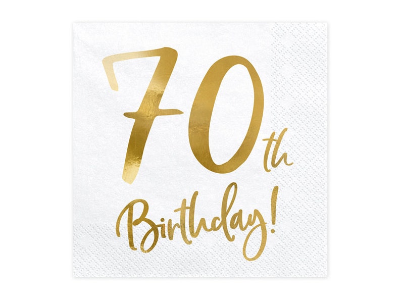 Gold 70th Birthday Party Napkins X 20, 70th Birthday Party Serviettes ...