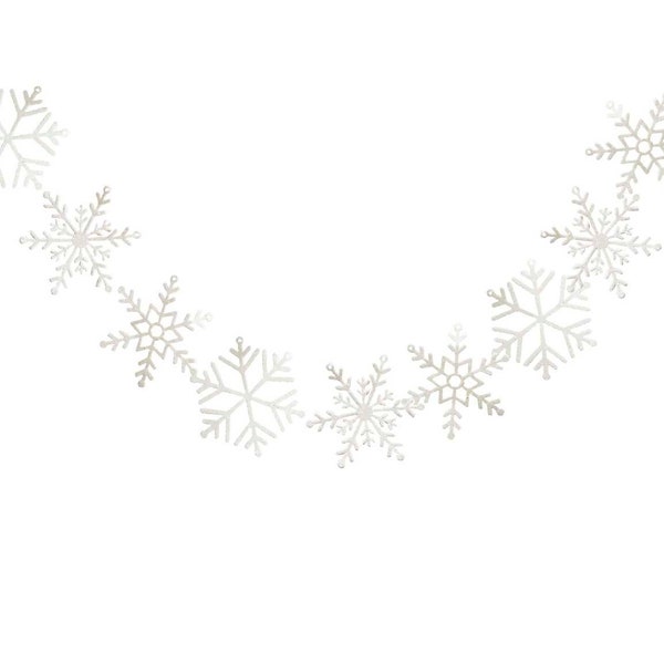 Glitter Snowflake Christmas Garland Decoration, Christmas hanging decorations fireplace bunting