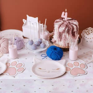 Tovaglia di carta per feste a tema zampe rosa, tovaglia per feste a tema gatti, articoli per feste a tema cuccioli, runner da tavola rosa per feste