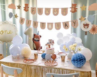 First Birthday Teddy Bear Party Banner, 1st Birthday Party Bunting, 1st birthday party decorations, teddy bear theme party