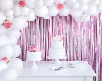 Hellrosa Partyvorhang – 2,5 m Länge, Metallic-Rosa – Rosa Hintergrund – Rosa Geburtstagsdekoration