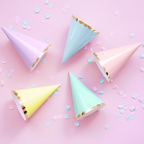 Stunning Pastel Party Hats, Pastel Birthday Party Hats x 5, birthday hats, colourful party hats, party favours, party table hats
