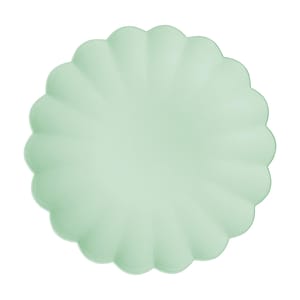 Light Green Frill Plastic Party Plates x 4, mint green party plates, reusable party supplies, reusable party tableware, plastic plates