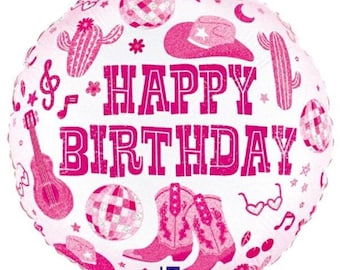 Disco Cowgirl Geburtstag Folienballon - 18 inch, Cowgirl Geburtstagsparty, erster Rodeo Geburtstag, Pink Cowgirl Party