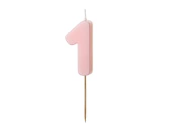 Light Pink Number 1 candle, 1st birthday, 10th, 100th birthday candles, light pink cake candles wild one