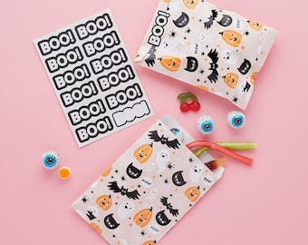 Sacs de friandises pour fête d'Halloween, sacs de bonbons d'halloween, sacs de fête d'halloween, cadeaux d'Halloween, sacs de fête des bonbons ou un sort, friandises d'halloween