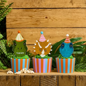Dinosaur Food Picks & Cups Set - Dino Birthday Party Decorations, Kids Dino Birthday Cupcake toppers, Dinosaur Birthday Party Supplies