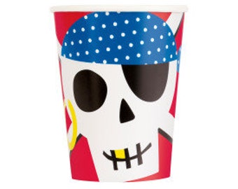 8 tasses de fête pirate, articles de fête pirate, fête à thème pirate, présentoir de table de fête pirate, décorations de fête pirate pour enfants