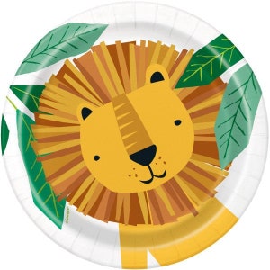 Safari Party Lion Small Party Plates x 8 - Cute Lion Baby Shower Party tableware, lion plates, wild one party, two wild