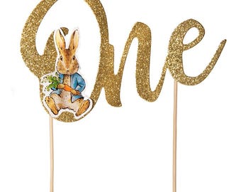 Peter Rabbit Cake Topper, 1st Birthday Peter Rabbit Cake Topper, Easter Birthday Cake Topper