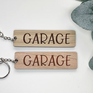 Personalised Oak Key Ring Rustic Cherrywood Key Fob Custom Hotel / Holiday Lets Beech Wooden Keyrings Grandad's Shed Dad's Man Cave image 6