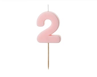 Light Pink Number 2 candle, 2nd birthday, 12th, 21st birthday candles, light pink cake candles