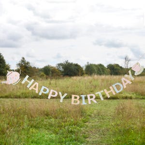 Floral Tea Party Happy Birthday Banner - 2.5m, floral birthday party supplies, garden party decorations, floral birthday party supplies