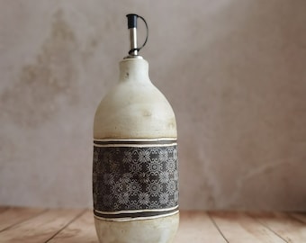 Ceramic oil bottle, Handmade pottery, Rustic oil bottle, olive oil bottle, housewarming gift, wedding gift