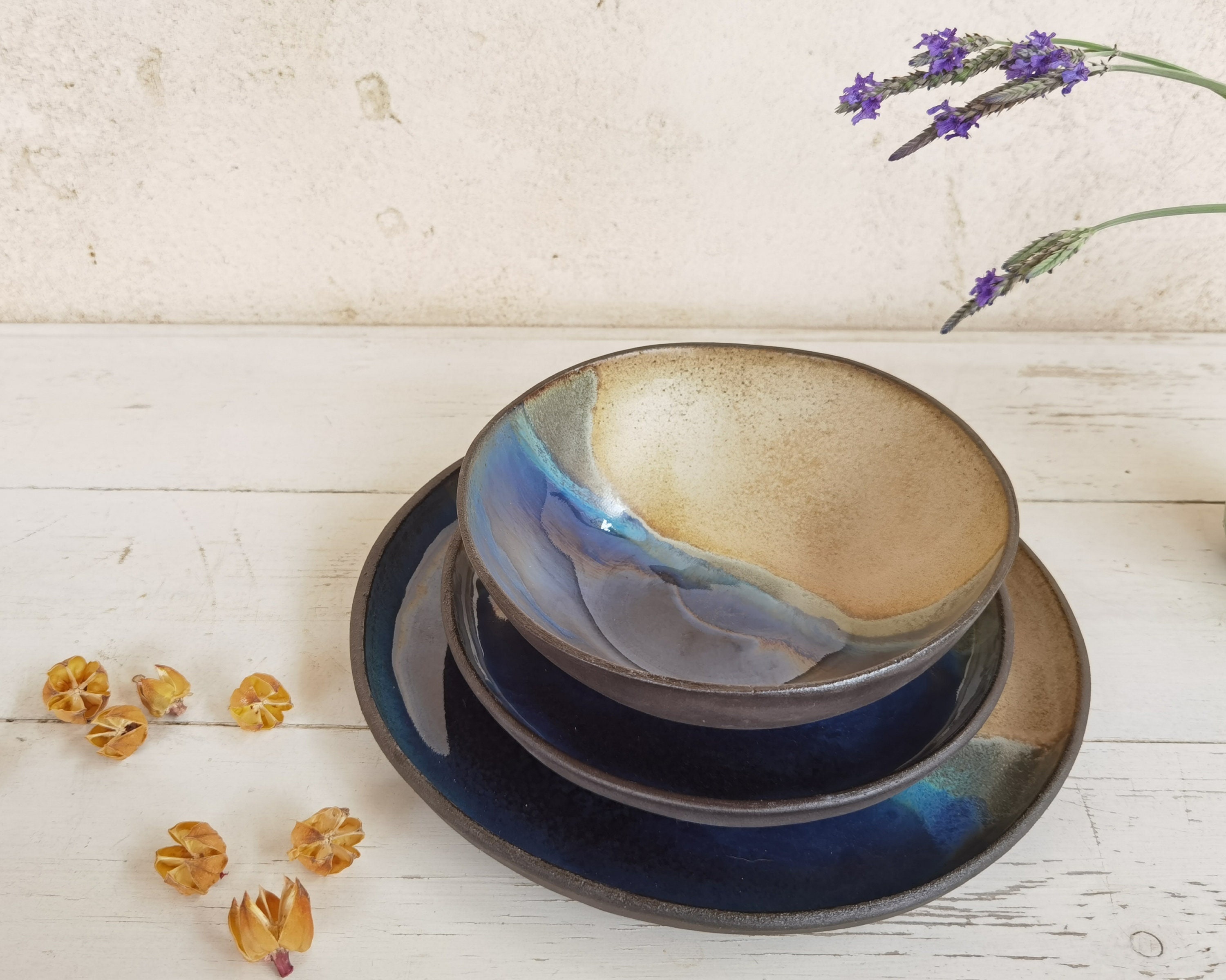 Ceramic Serving Dish Set Modern Ceramic Dinnerware Set Beige Etsy