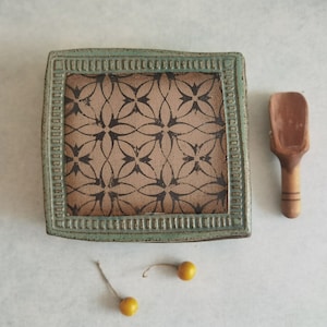 Decorative pottery box, Spices ceramics box, Pottery from Israel, Turquoise ceramics box