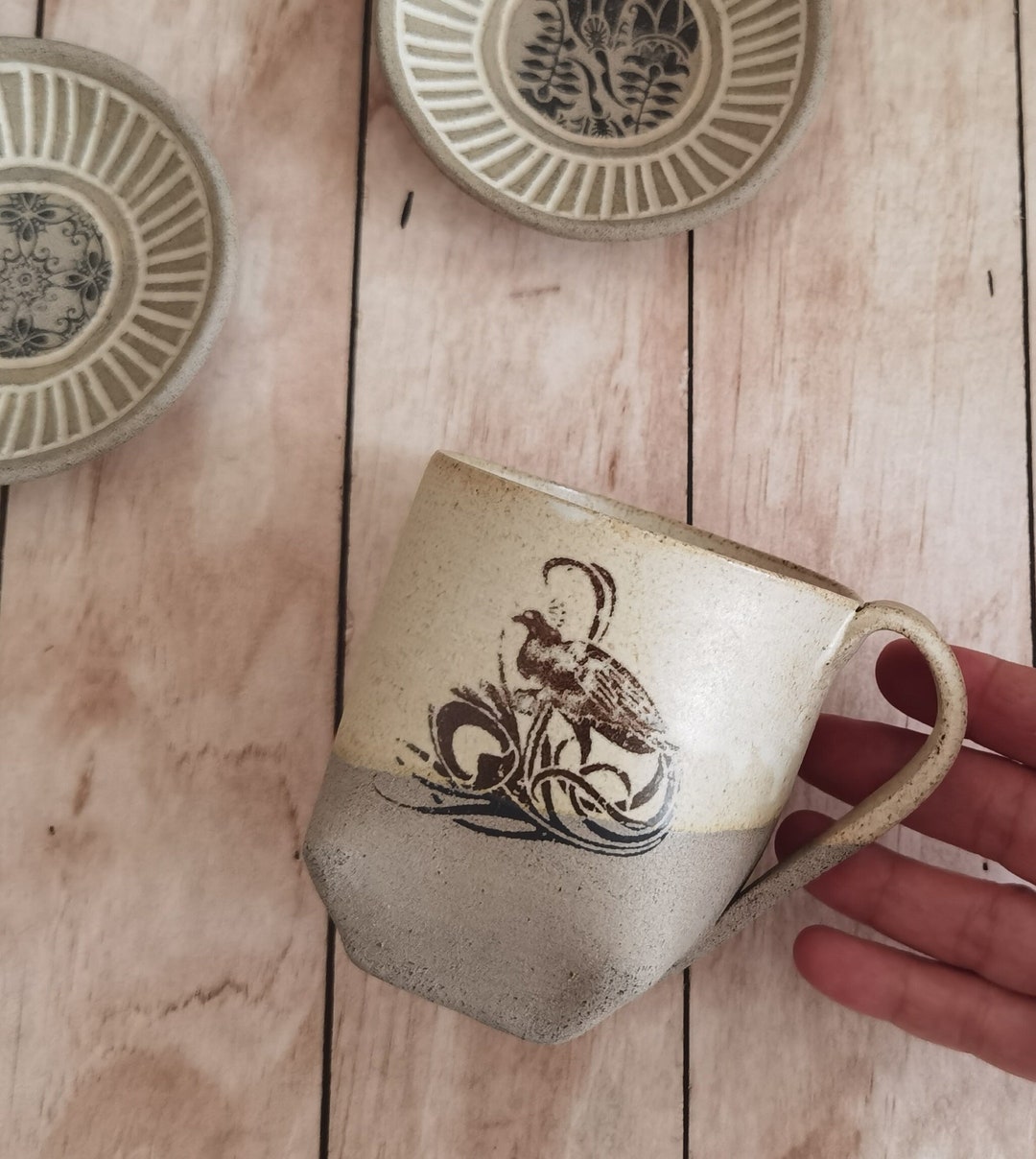 Set of TWO Ceramic Mugs Mugs for Tea Lovers Vintage Mugs Etsy