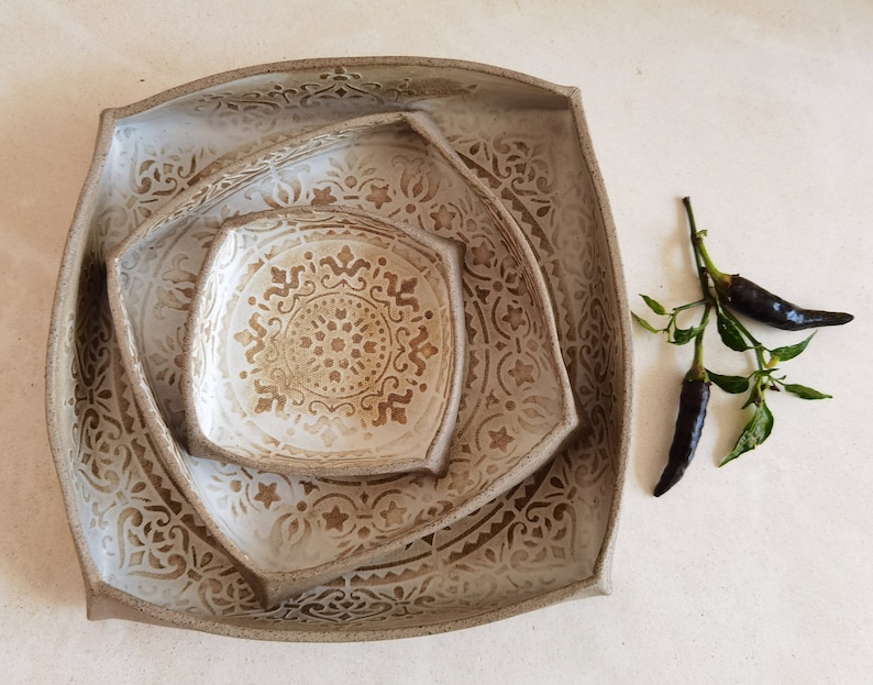 SET OF 3 Ceramic Serving Dish Pottery Serving Dish Handmade Etsy