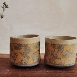 Light Brown Ceramic mugs Set, Handmade Cups Set, mugs Set For Tea lovers, Modern tumblers Set image 1