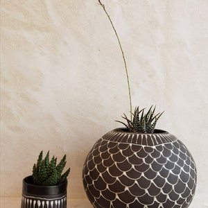 Large Succulent planter pot, White and Black Ceramic Planter, Modern Ceramic Planter, White and black indoor planter image 7