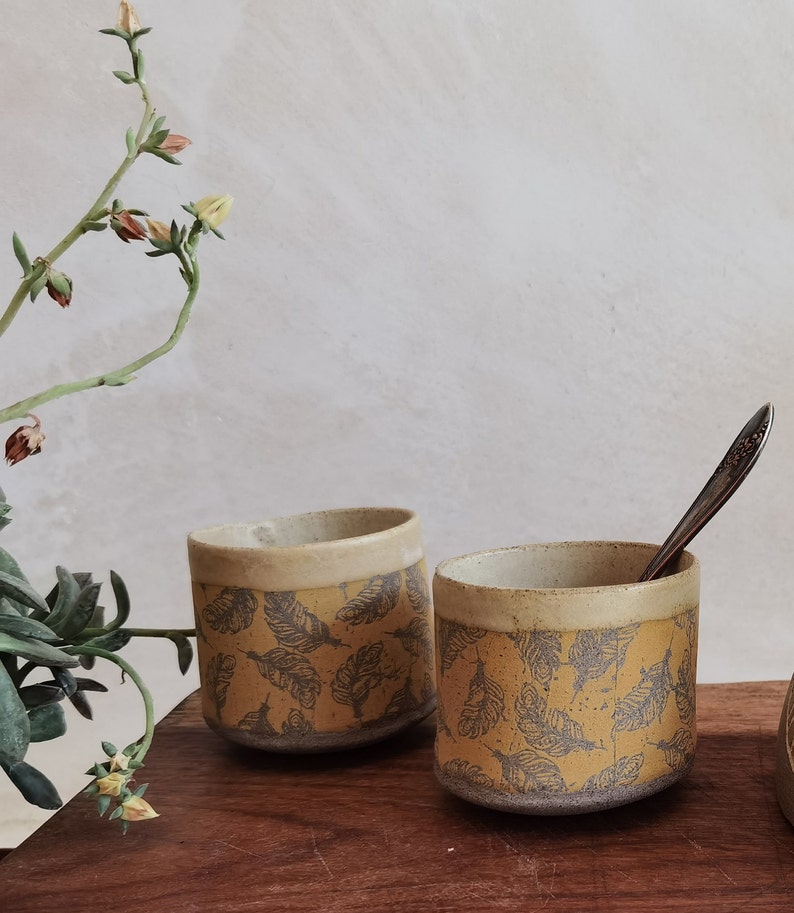 Light Brown Ceramic mugs Set, Handmade Cups Set, mugs Set For Tea lovers, Modern tumblers Set image 3