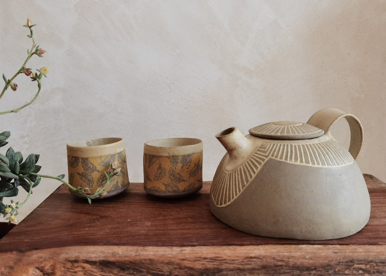 Ceramic Teapot Set, Handmade pottery, Teapot Set For Tea lovers, Unique Teapot Set image 5