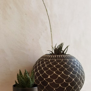 Large Succulent planter pot, White and Black Ceramic Planter, Modern Ceramic Planter, White and black indoor planter image 8