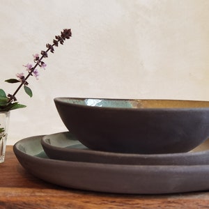 Ceramic Serving Dish Set, Modern Ceramic Dinnerware Set, Beige and ...