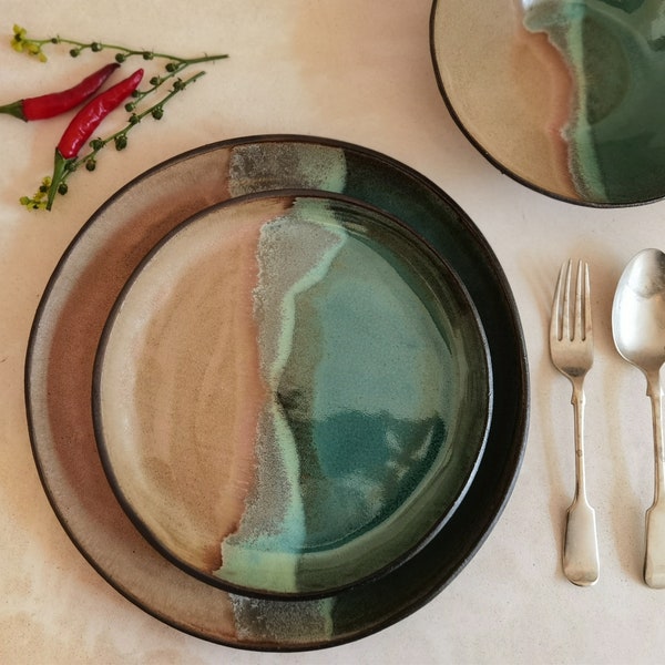 Ceramic dinnerware set, Unique pottery, Handmade pottery set, Tableware setting