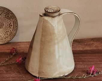 Ceramic oil bottle, Handmade pottery, Rustic oil bottle, Gift Idea
