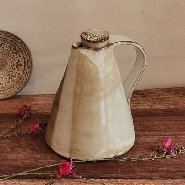 Ceramic oil bottle, Handmade pottery, Rustic oil bottle, Gift Idea