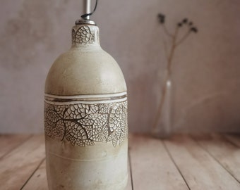 Ceramic oil bottle, Handmade pottery, Rustic oil bottle, olive oil bottle, housewarming gift, wedding gift