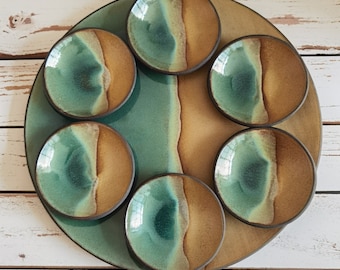 Passover Plate, The special Beige and Turquoise glaze, unique Passover plate, Jewish Gift, Modern Passover Dinner Decor