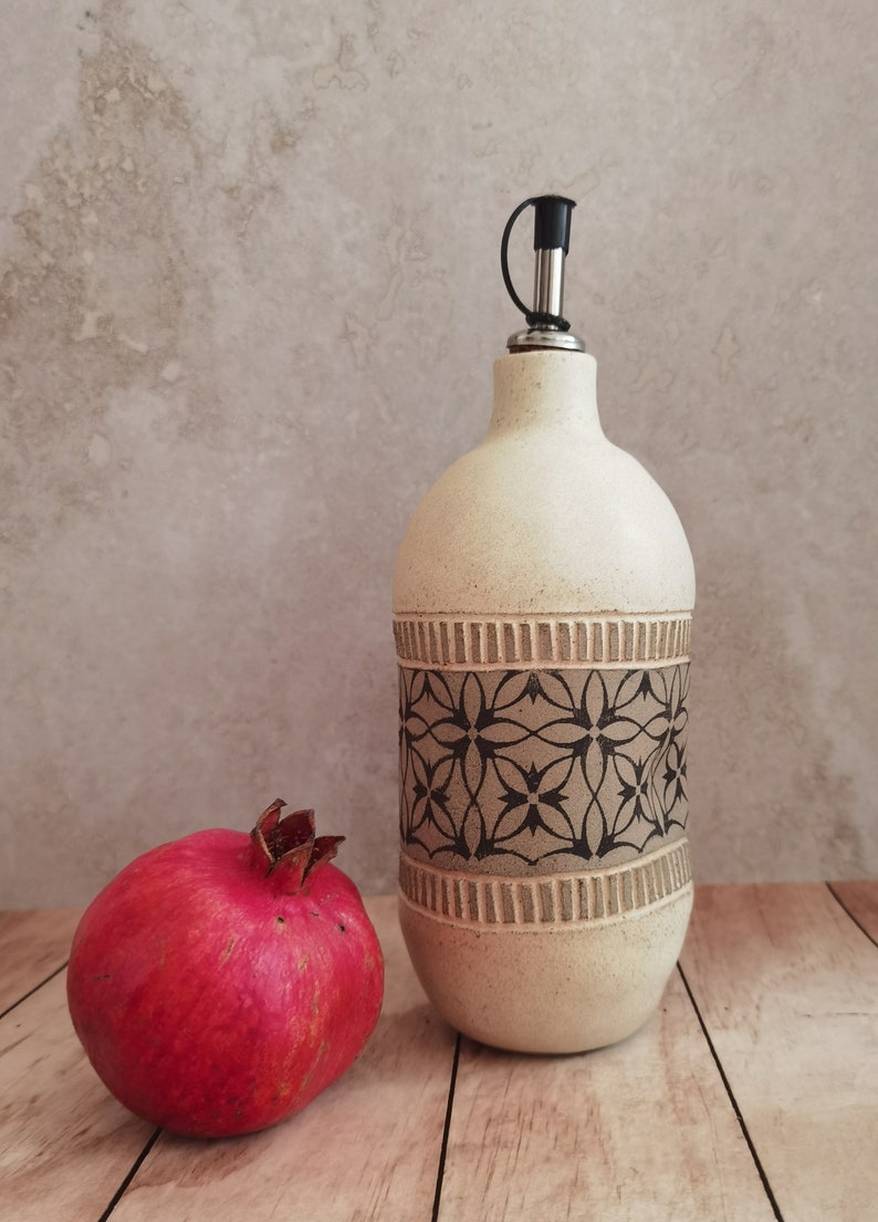 Ceramic oil bottle, Handmade pottery, Rustic oil bottle, olive oil bottle, housewarming gift, wedding gift