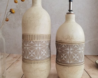 Ceramic oil bottle, Handmade pottery, Rustic oil bottle, olive oil bottle, housewarming gift, wedding gift