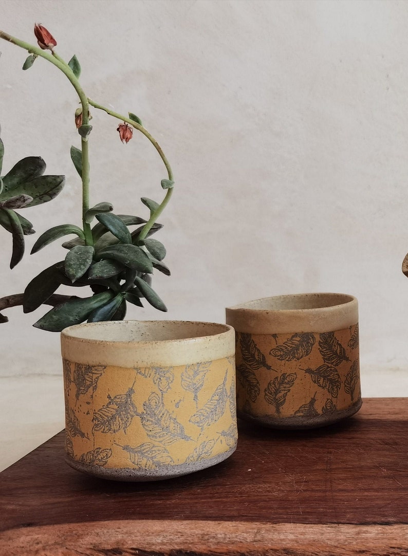 Light Brown Ceramic mugs Set, Handmade Cups Set, mugs Set For Tea lovers, Modern tumblers Set image 4