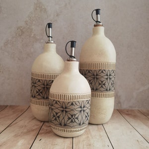 Ceramic oil bottle, Handmade pottery, Rustic oil bottle, olive oil bottle, housewarming gift, wedding gift