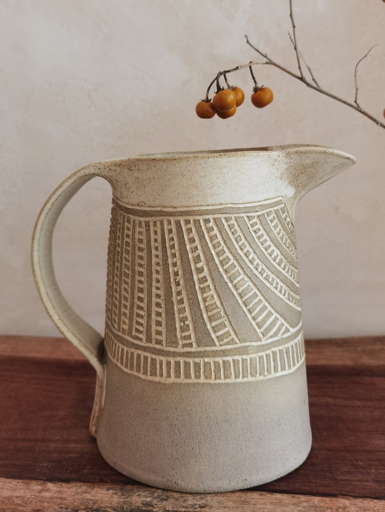 Ceramic pitcher, Ceramic Drinkware, Handmade pottery pitcher, Water Pitcher, Stoneware Pitcher, Gift Idea image 2