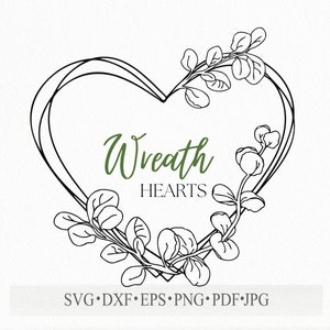 Cadre de cœur d’eucalyptus svg fichier coupé cadre de couronne florale png 300 dpi pour les feuilles d’eucalyptus de mariage pour les invitations de mariage ou la carte