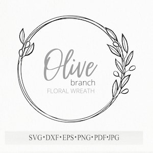 Floral olives branch frame svg file for cut greenery frame png 300 dpi for wedding or card
