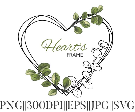 Download Heart S Frame Svg Floral Watercolor Frame Png 300 Dpi Etsy