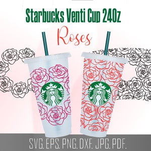 Floral wrap svg met rozen koude cup wrap met bloemenkrans en volledige wrap 24 Oz SVG Two style wrap voor koude kop