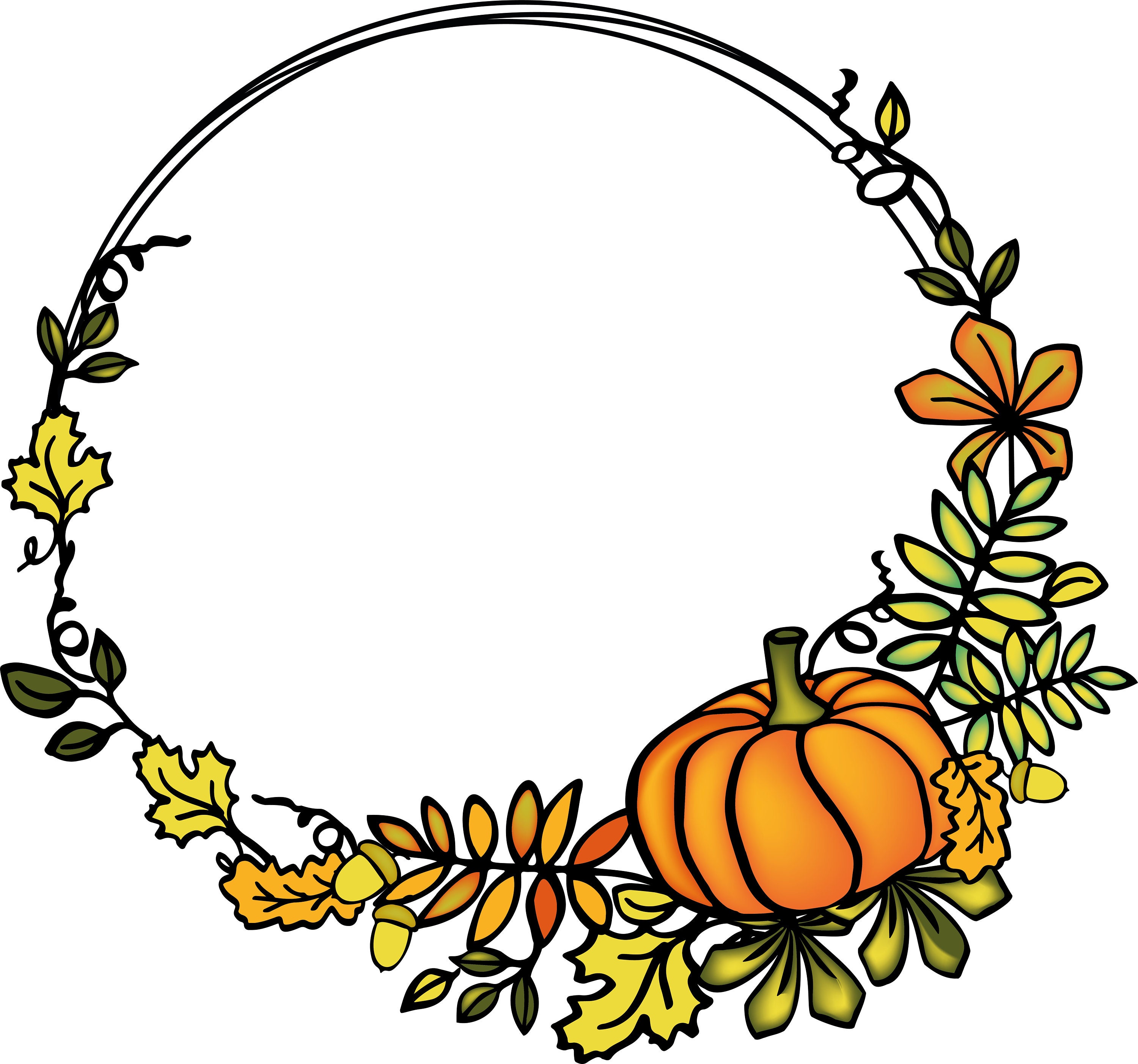 Thanksgiving Pumpkin Wreath Set for Card or Invite, Fall Decoration - Etsy
