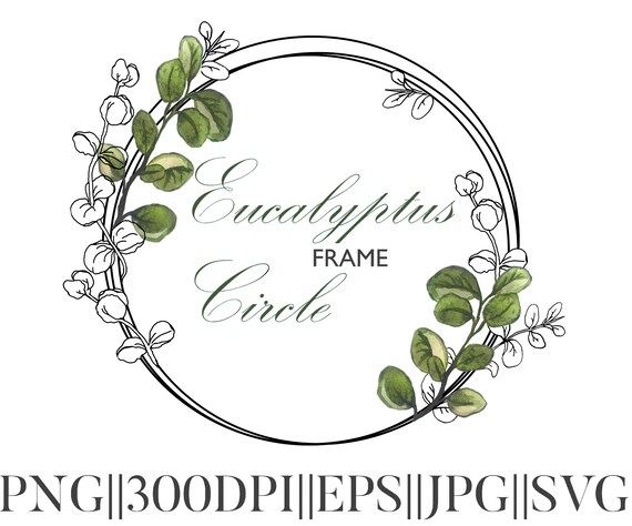 Download Eucalyptus Frame Svg Circle Floral Wreath Watercolor Frame Png Etsy