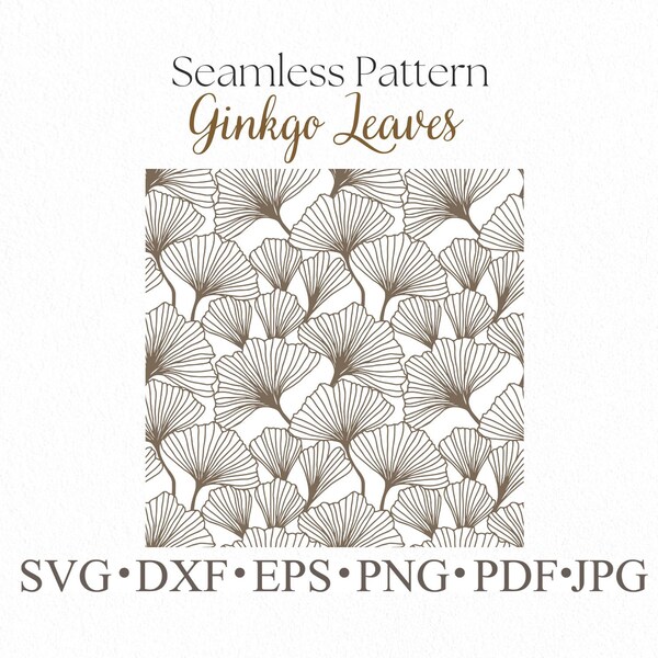 Ginkgo leaves seamless pattern for cut svg, png dxf, cut file for Cricut, Silhouette spring wrap with leaves