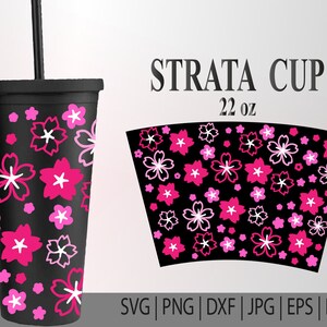 Sakura Strata Wrap svg 22 OZ cherry blossom svg starbucks wrap cup wrap Summer full wrap for cold cup