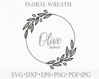 Olives Branches Floral Frame Svg File for Cutting Greenery Frame Png ...