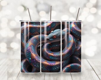 Scaglia di serpente viola glitterata, anno 2025, design a sublimazione, bicchiere da 20 oz, sottile e affusolato